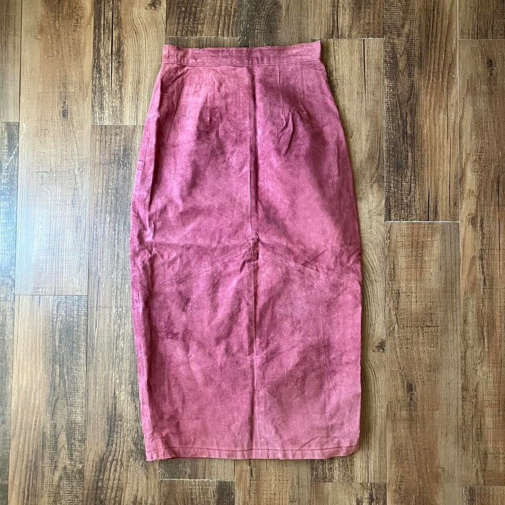 Vintage High Waisted Red Leather Maxi Skirt